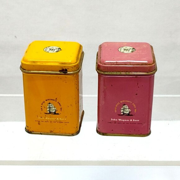 John Wagner & Sons Tea Tins Set Orange Pekoe & India Collectible Kitchen Décor - Picture 4 of 6